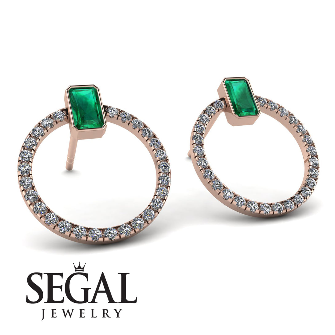 Emerald Cut Circle Emerald Earrings - Oaklyn No. 5