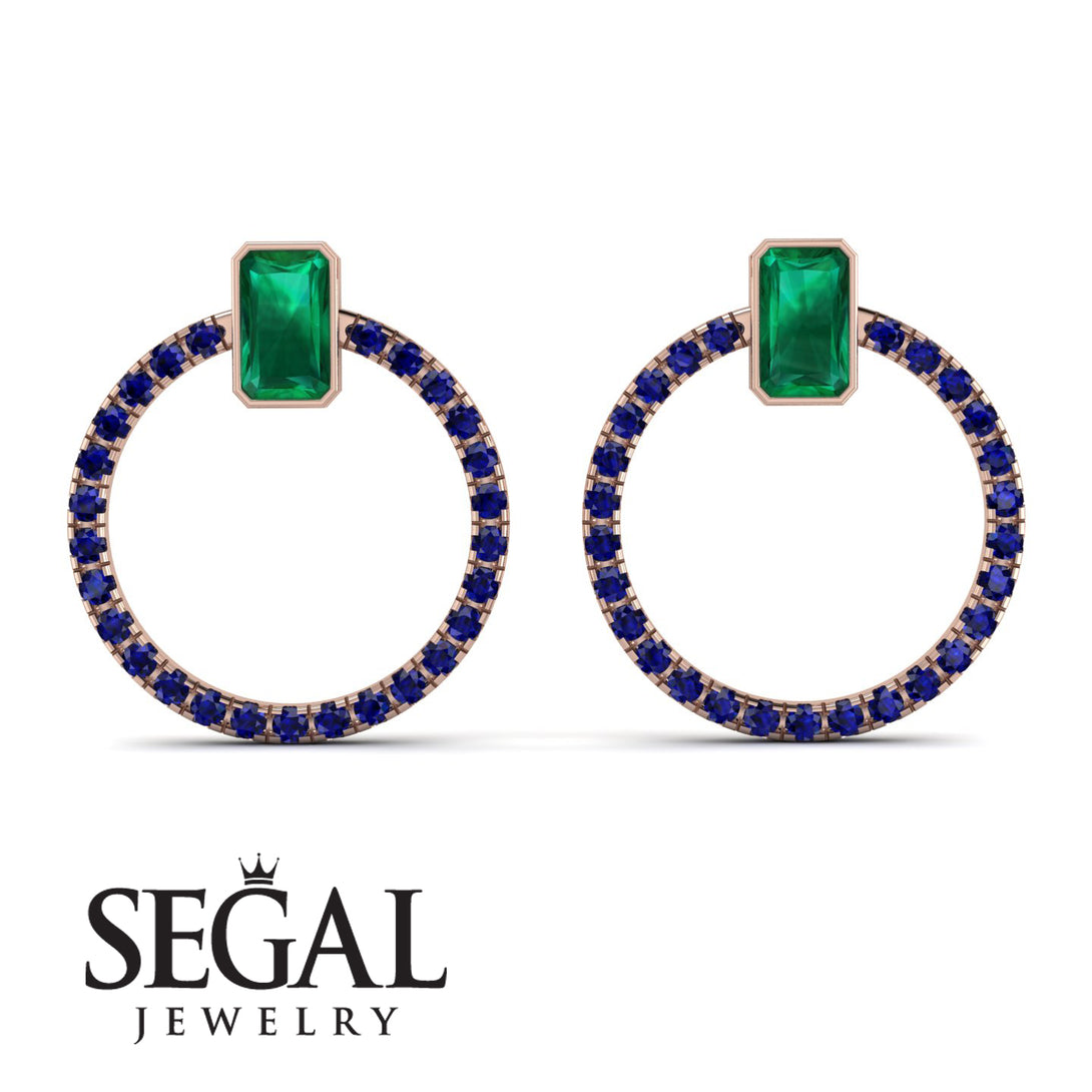 Emerald Cut Circle Emerald Earrings - Oaklyn No. 65