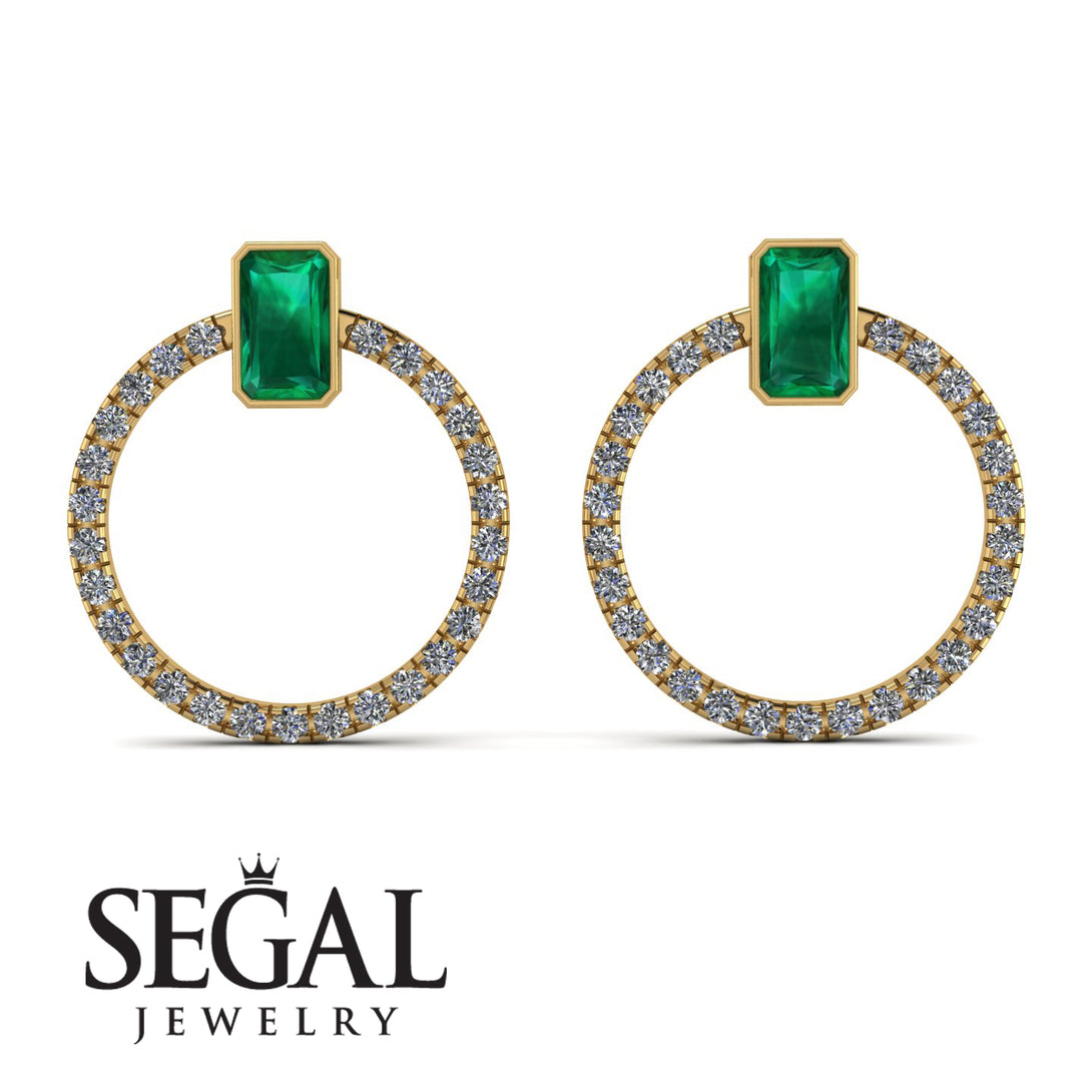 Emerald Cut Circle Emerald Earrings - Oaklyn No. 4
