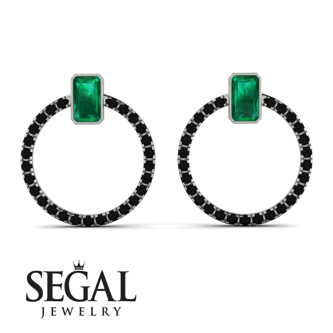 Emerald Cut Circle Emerald Earrings - Oaklyn No. 36