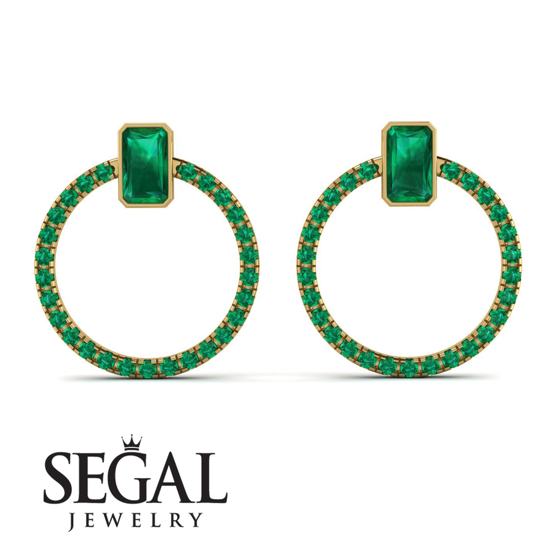 Emerald Cut Circle Emerald Earrings - Oaklyn No. 19