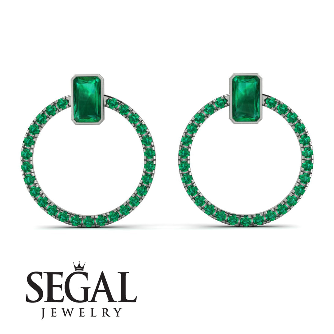 Emerald Cut Circle Emerald Earrings - Oaklyn No. 21