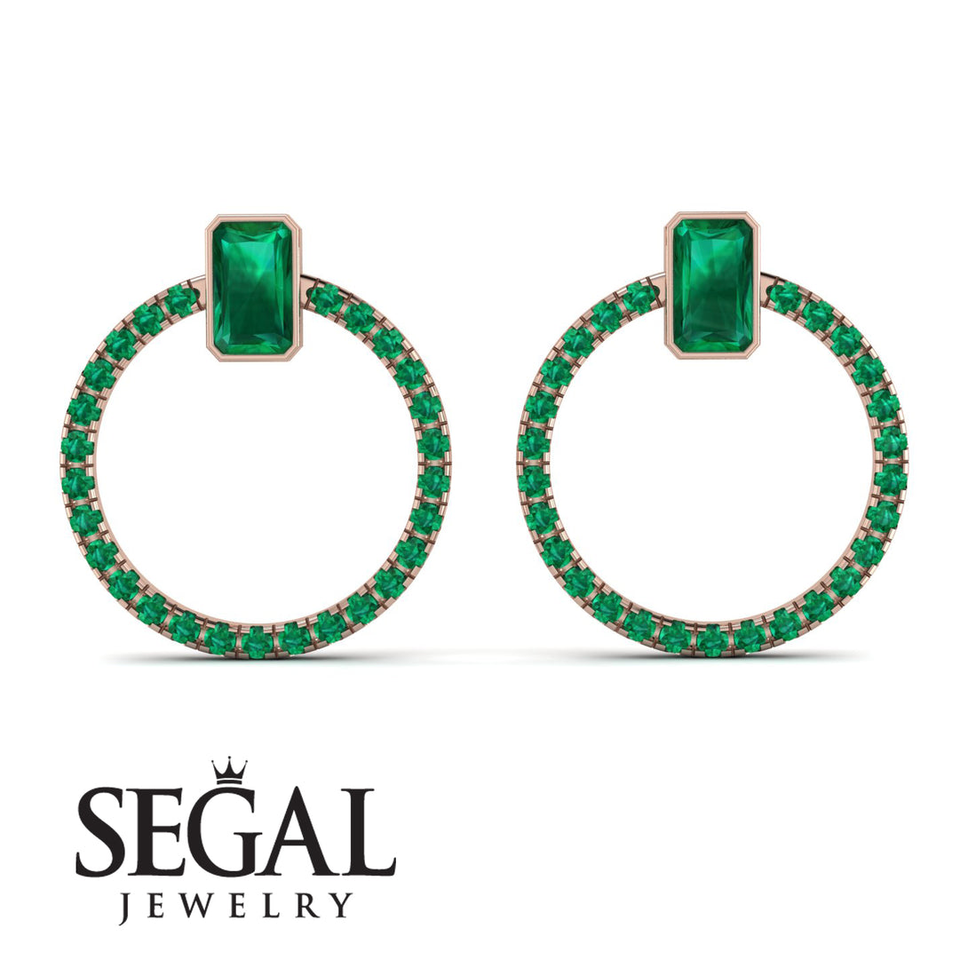 Emerald Cut Circle Emerald Earrings - Oaklyn No. 20