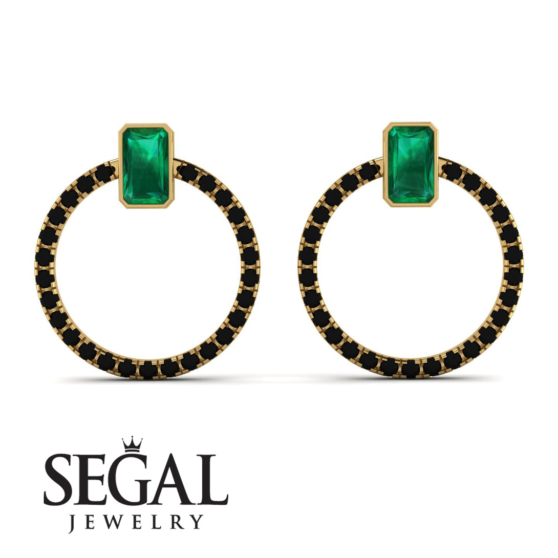 Emerald Cut Circle Emerald Earrings - Oaklyn No. 34