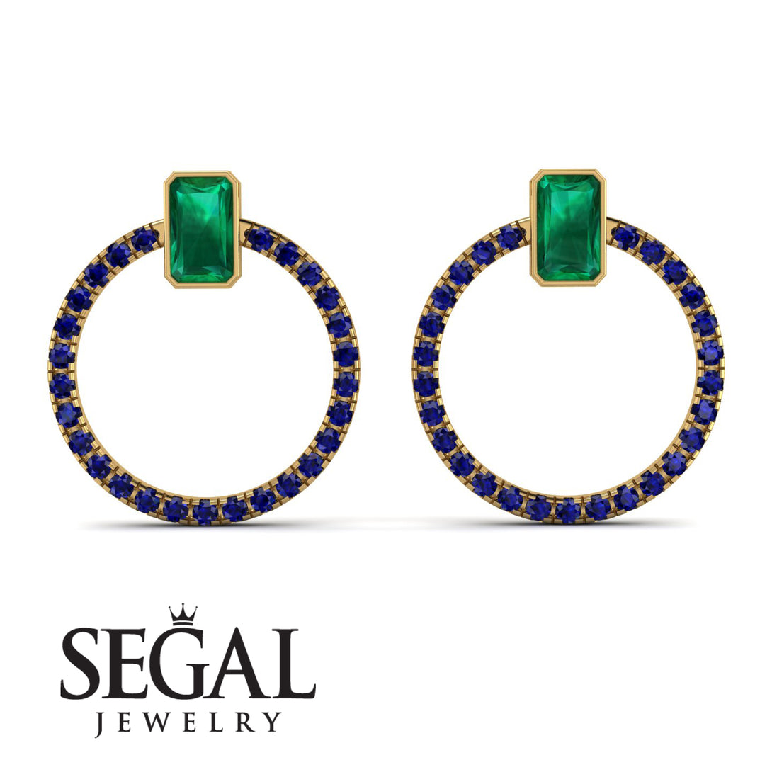 Emerald Cut Circle Emerald Earrings - Oaklyn No. 64