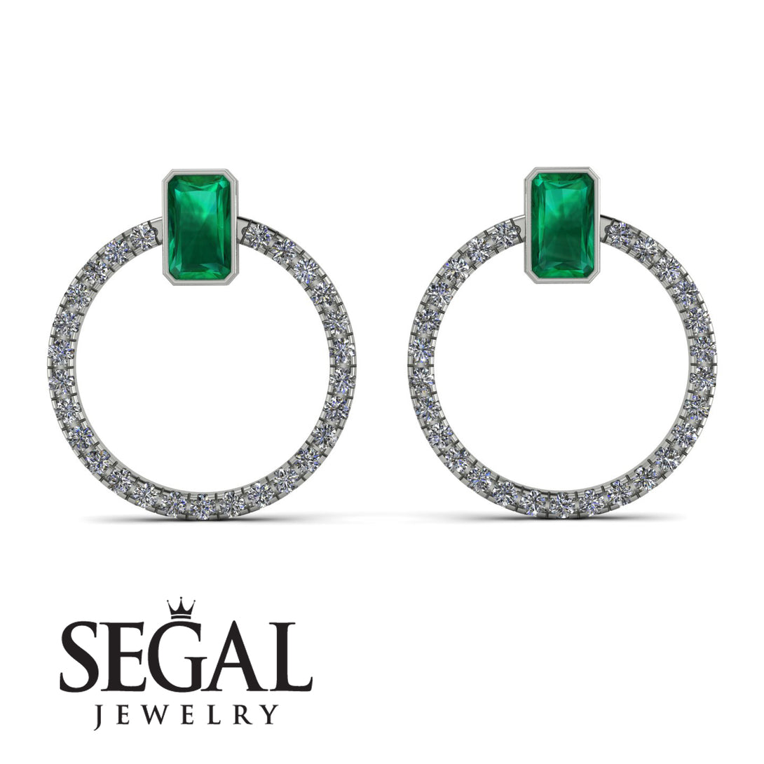 Emerald Cut Circle Emerald Earrings - Oaklyn No. 6