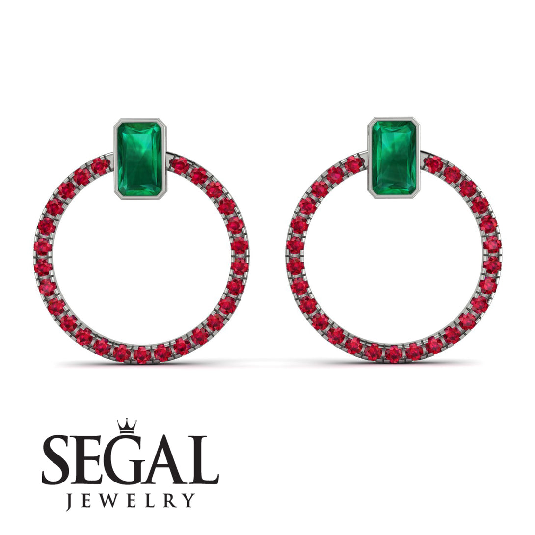 Emerald Cut Circle Emerald Earrings - Oaklyn No. 51
