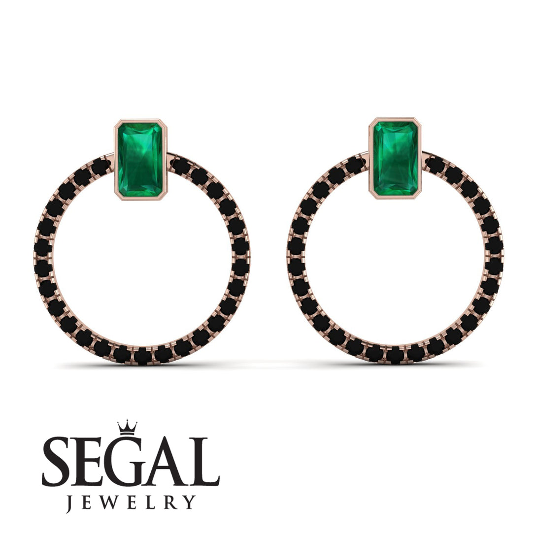 Emerald Cut Circle Emerald Earrings - Oaklyn No. 35