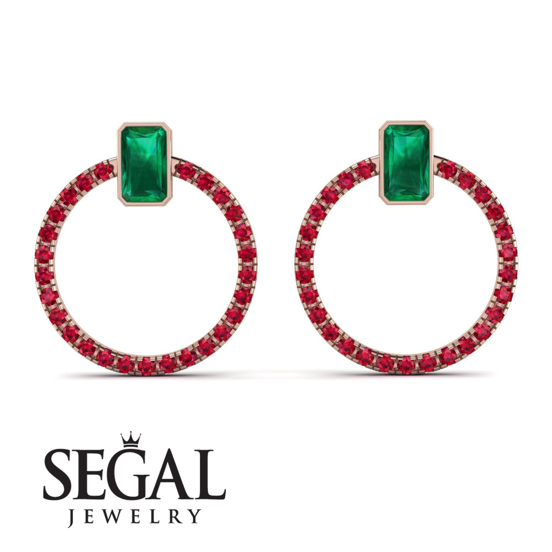 Emerald Cut Circle Emerald Earrings - Oaklyn No. 50
