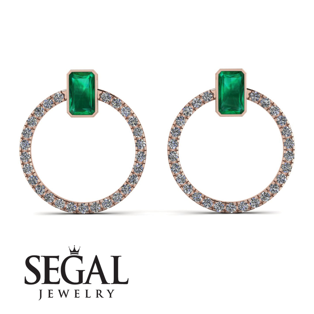 Emerald Cut Circle Emerald Earrings - Oaklyn No. 5