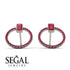 Emerald Cut Circle Ruby Earrings - Oaklyn No. 57