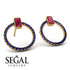 Emerald Cut Circle Ruby Earrings - Oaklyn No. 70 image 2