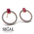 Emerald Cut Circle Ruby Earrings - Oaklyn No. 11