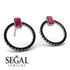 Emerald Cut Circle Ruby Earrings - Oaklyn No. 42 image 2