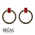 Emerald Cut Circle Ruby Earrings - Oaklyn No. 40 image 3