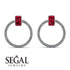 Emerald Cut Circle Ruby Earrings - Oaklyn No. 12 image 3