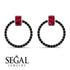 Emerald Cut Circle Ruby Earrings - Oaklyn No. 42