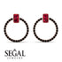 Emerald Cut Circle Ruby Earrings - Oaklyn No. 41 image 3