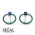 Emerald Cut Circle Sapphire Earrings - Oaklyn No. 30