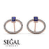 Emerald Cut Circle Sapphire Earrings - Oaklyn No. 14