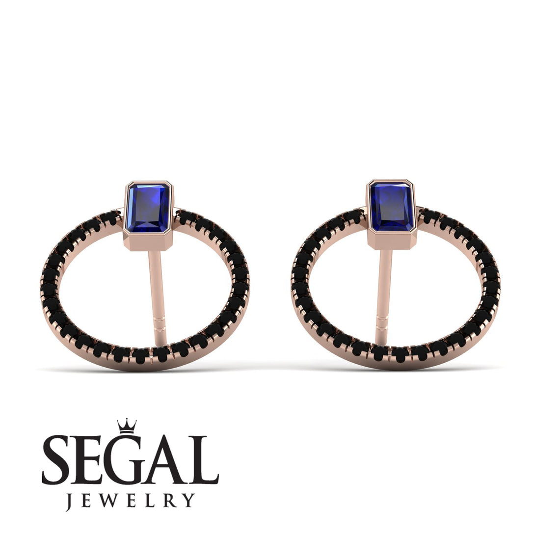 Emerald Cut Circle Sapphire Earrings - Oaklyn No. 44