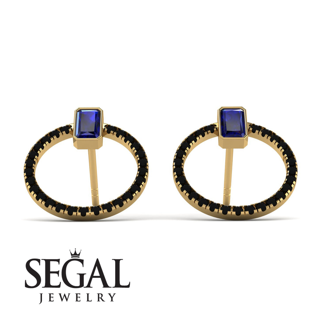 Emerald Cut Circle Sapphire Earrings - Oaklyn No. 43