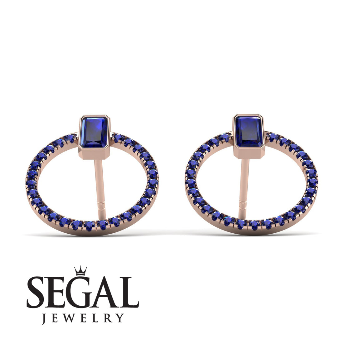 Emerald Cut Circle Sapphire Earrings - Oaklyn No. 74
