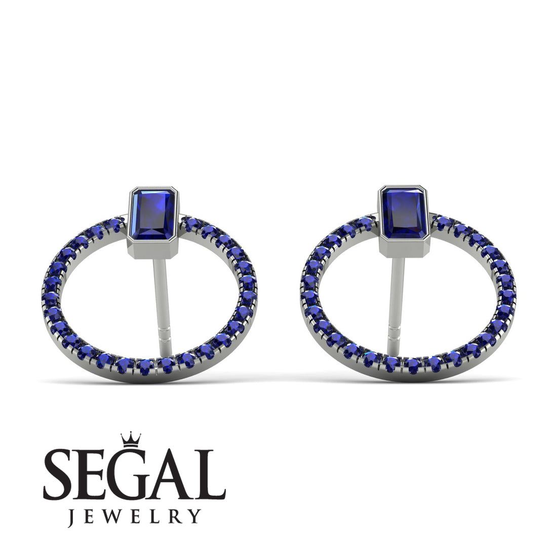 Emerald Cut Circle Sapphire Earrings - Oaklyn No. 75