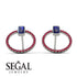 Emerald Cut Circle Sapphire Earrings - Oaklyn No. 60