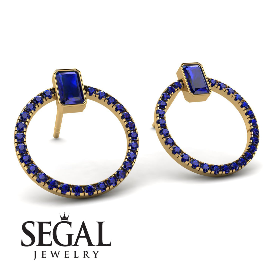 Emerald Cut Circle Sapphire Earrings - Oaklyn No. 73