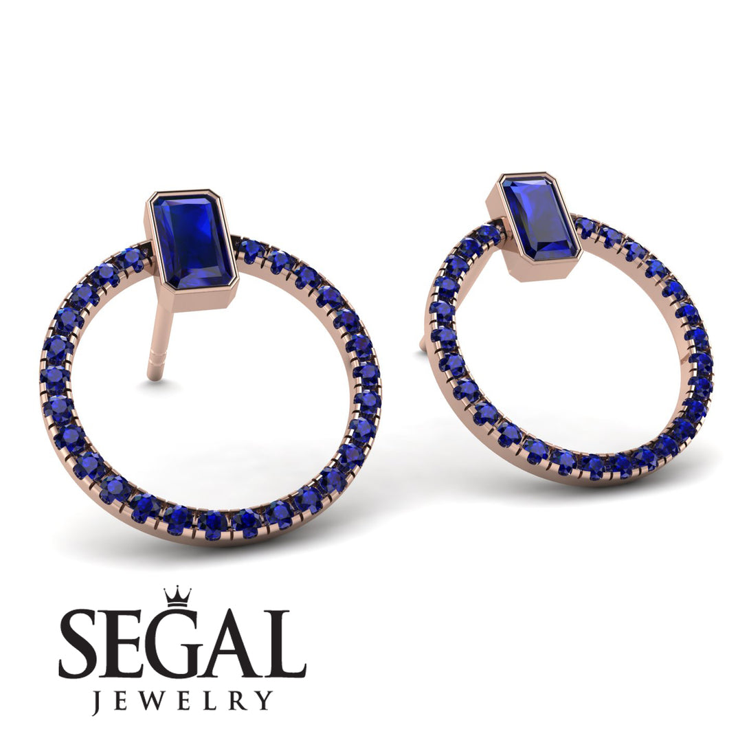 Emerald Cut Circle Sapphire Earrings - Oaklyn No. 74