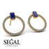 Emerald Cut Circle Sapphire Earrings - Oaklyn No. 13