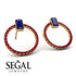 Emerald Cut Circle Sapphire Earrings - Oaklyn No. 58