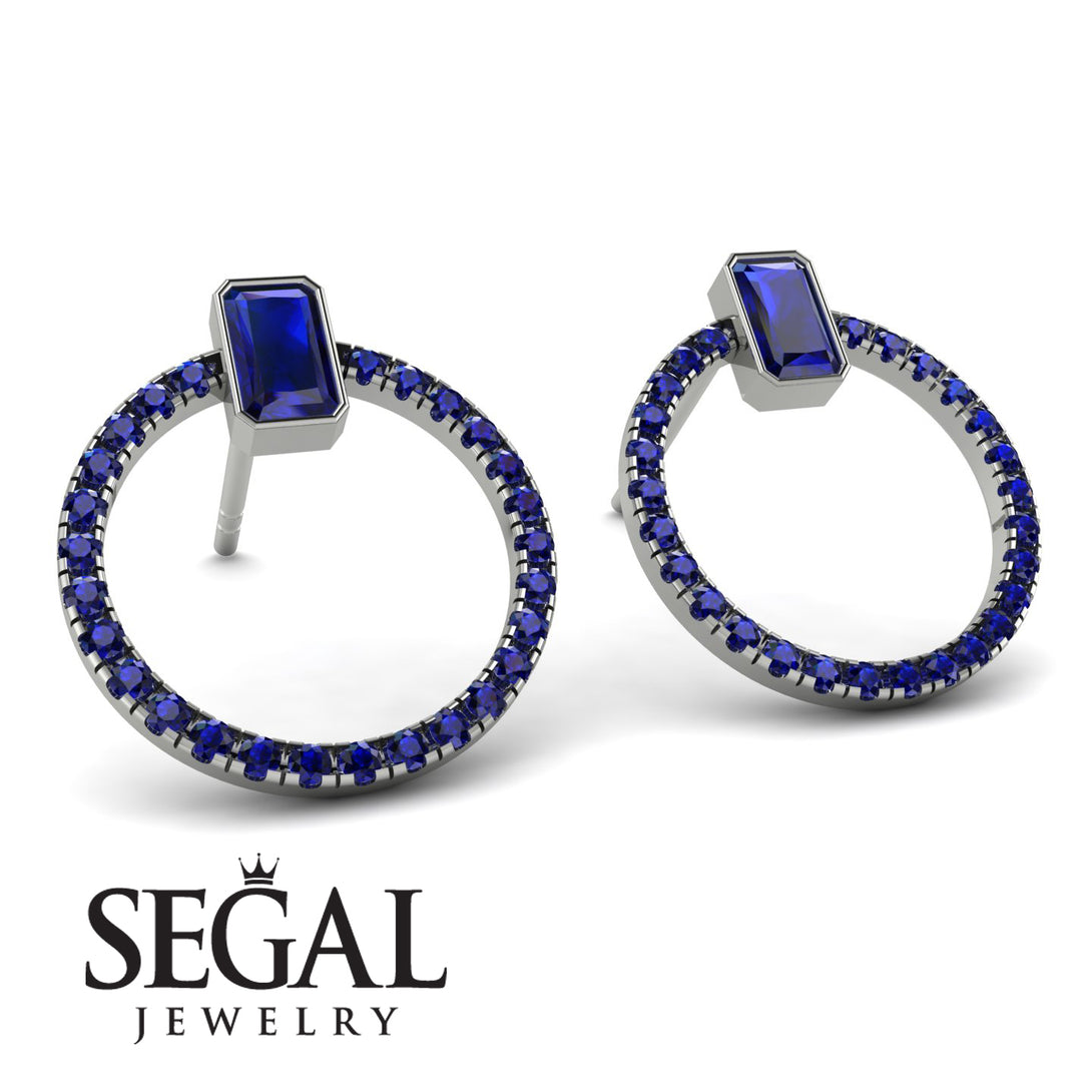 Emerald Cut Circle Sapphire Earrings - Oaklyn No. 75