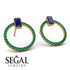 Emerald Cut Circle Sapphire Earrings - Oaklyn No. 28