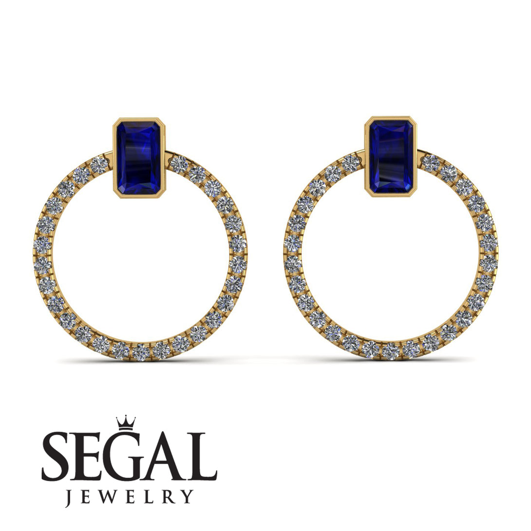 Emerald Cut Circle Sapphire Earrings - Oaklyn No. 13