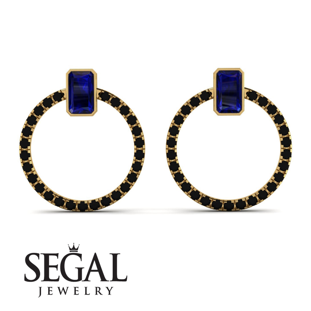 Emerald Cut Circle Sapphire Earrings - Oaklyn No. 43