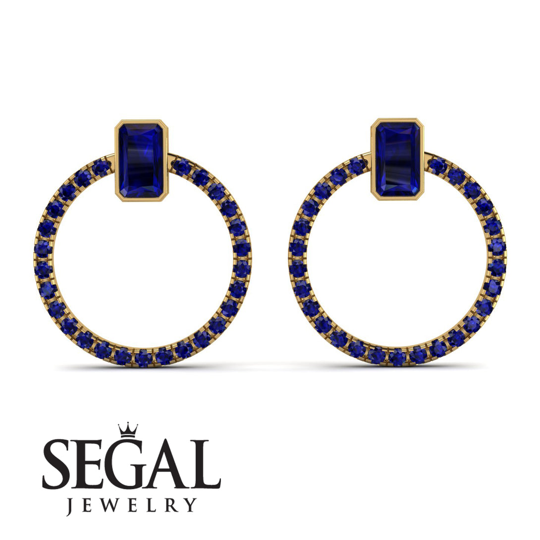 Emerald Cut Circle Sapphire Earrings - Oaklyn No. 73