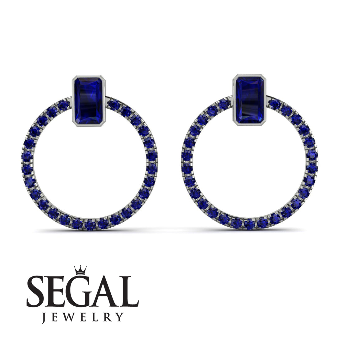 Emerald Cut Circle Sapphire Earrings - Oaklyn No. 75