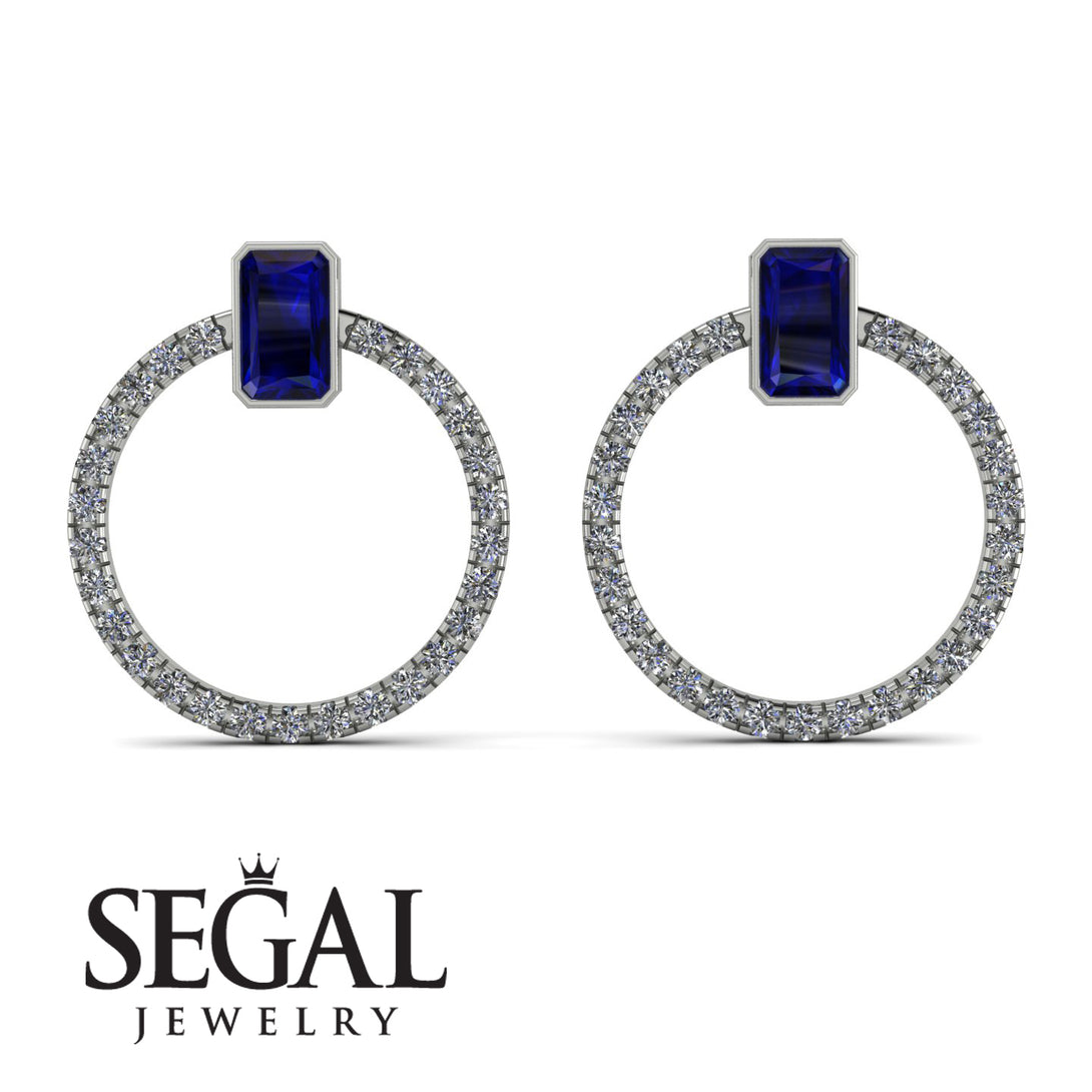 Emerald Cut Circle Sapphire Earrings - Oaklyn No. 15