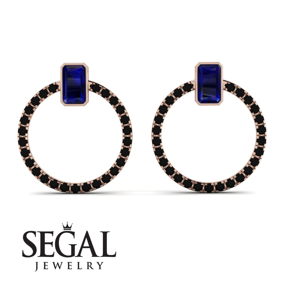 Emerald Cut Circle Sapphire Earrings - Oaklyn No. 44
