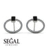 Emerald Cut Circle Black Diamond Earrings - Oaklyn No. 9