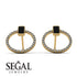 Emerald Cut Circle Black Diamond Earrings - Oaklyn No. 7