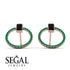 Emerald Cut Circle Black Diamond Earrings - Oaklyn No. 23