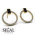 Emerald Cut Circle Black Diamond Earrings - Oaklyn No. 7