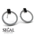Emerald Cut Circle Black Diamond Earrings - Oaklyn No. 9