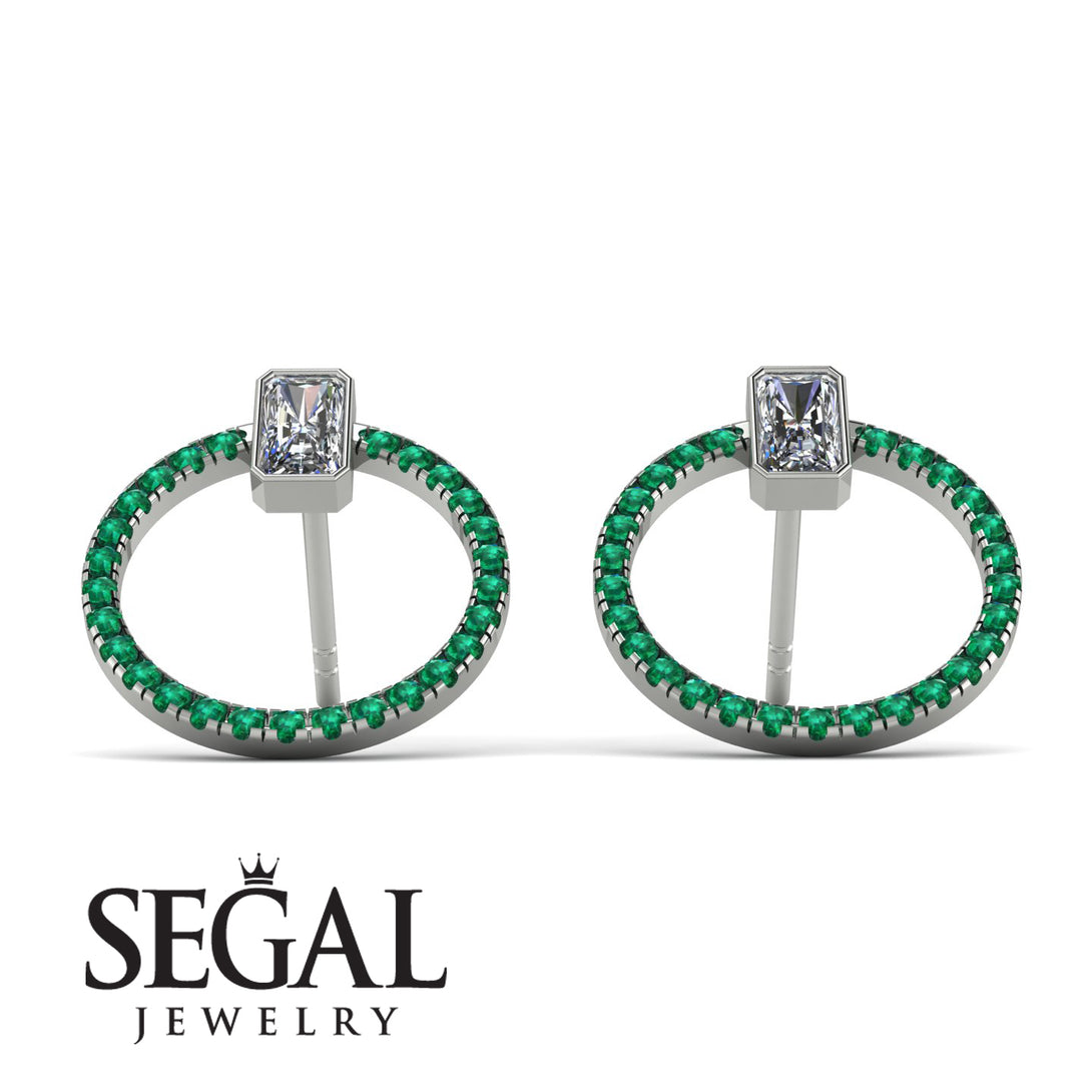 Emerald Cut Circle Diamond Earrings - Oaklyn No. 18