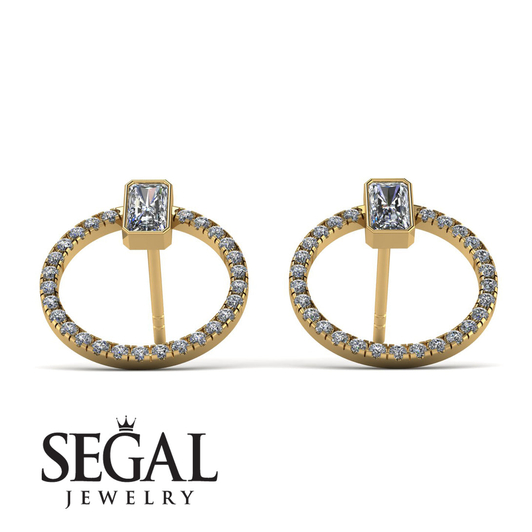 Emerald Cut Circle Diamond Earrings - Oaklyn No. 1