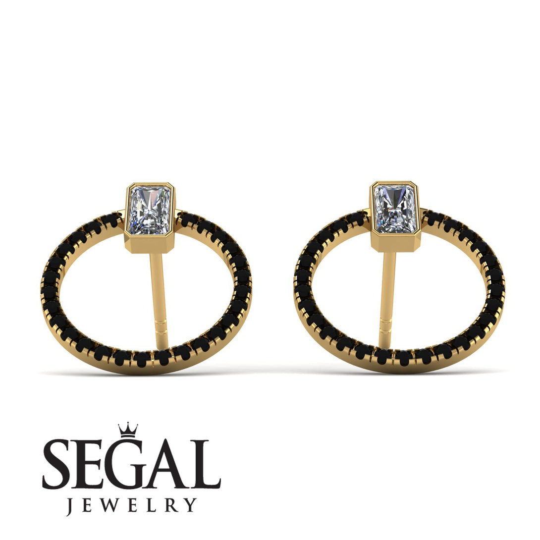 Emerald Cut Circle Diamond Earrings - Oaklyn No. 31