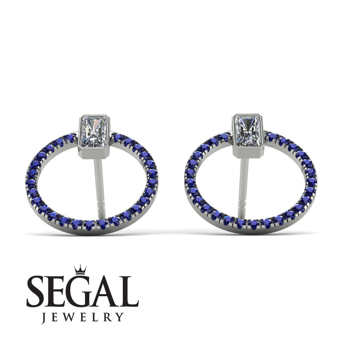 Emerald Cut Circle Diamond Earrings - Oaklyn No. 63
